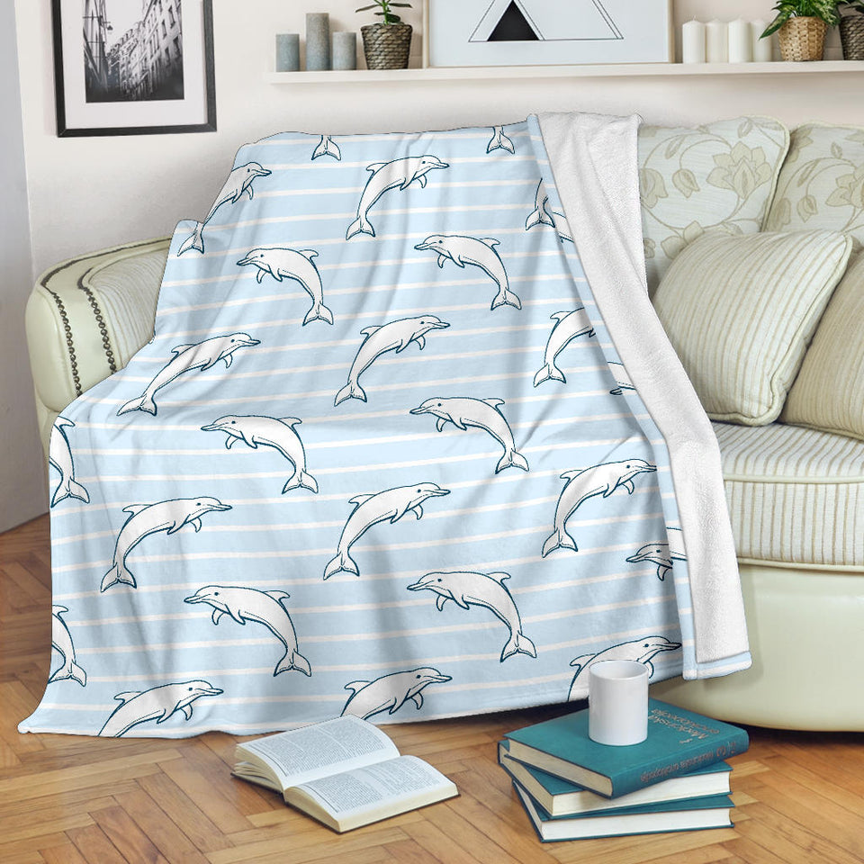 Dolphin Blue Striped Background Premium Blanket