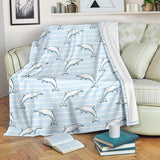 Dolphin Blue Striped Background Premium Blanket