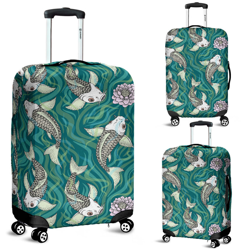 Koi Fish Carp Fish Lotus Pattern Luggage Covers