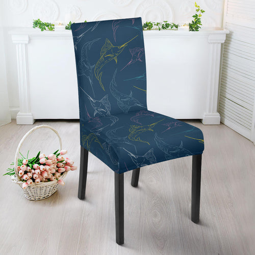 Swordfish Pattern Print Design 02 Dining Chair Slipcover