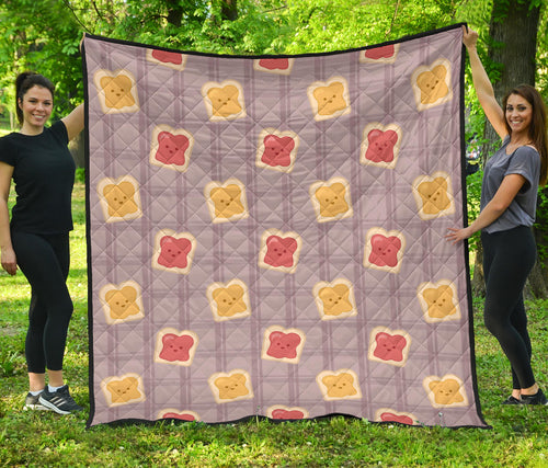 Bread Toast Pattern Print Design 05 Premium Quilt