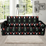 Deer Christmas New Year Pattern Argyle Sofa Slipcover