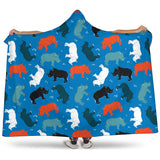 Colorful Rhino Pattern Hooded Blanket
