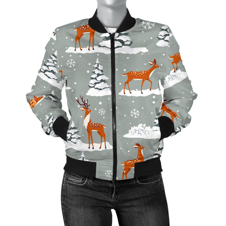Beautiful Deers Winter Christmas Women'S Bomber Jacket