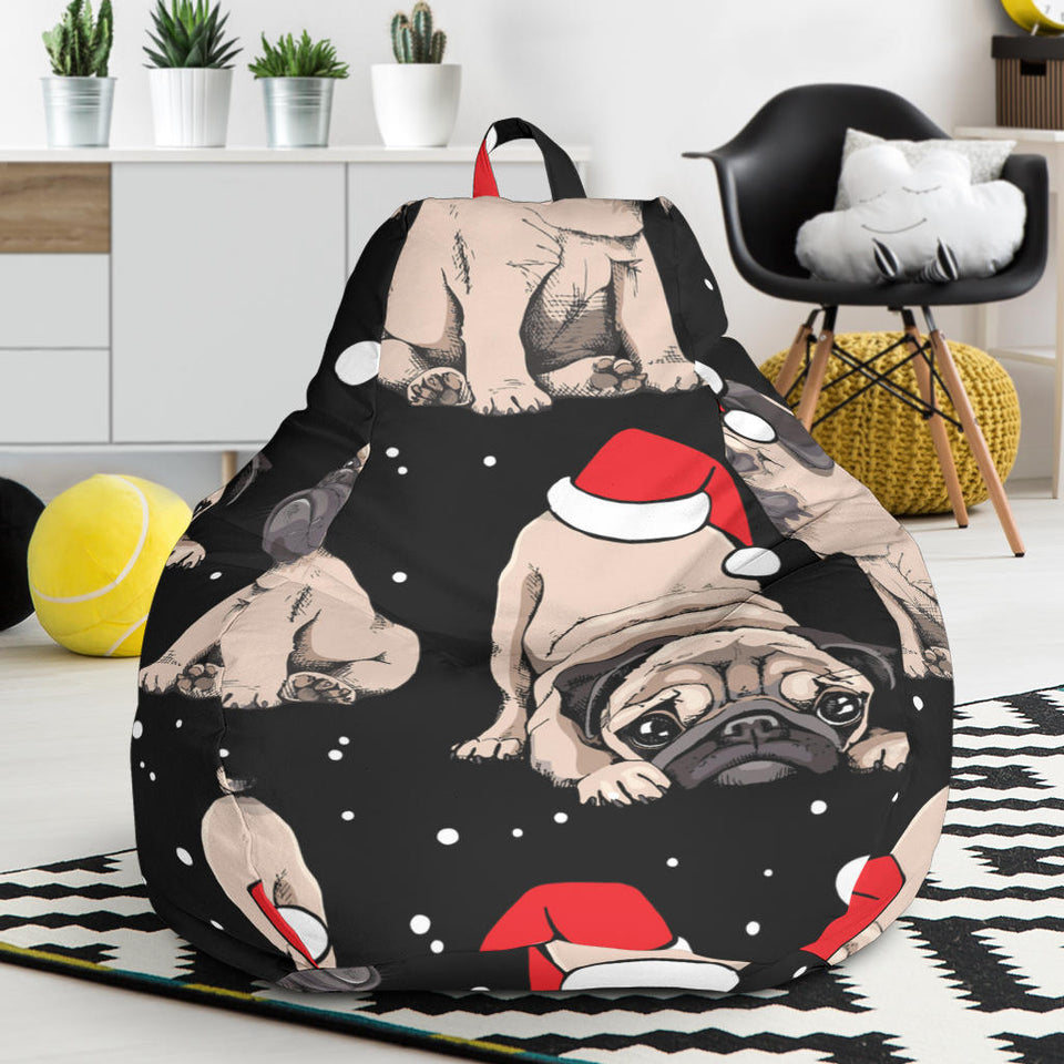 Christmas Pugs Santa_S Red Cap Pattern Bean Bag Cover