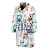 Cute Owl Pattern Men'S Bathrobe