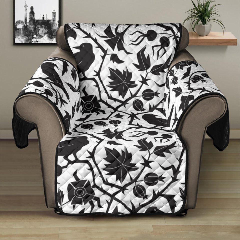 Crow dark floral pattern Recliner Cover Protector