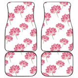 Pink Lotus Waterlily Pattern Front And Back Car Mats