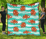 Octopuses Sea Wave Background Premium Quilt