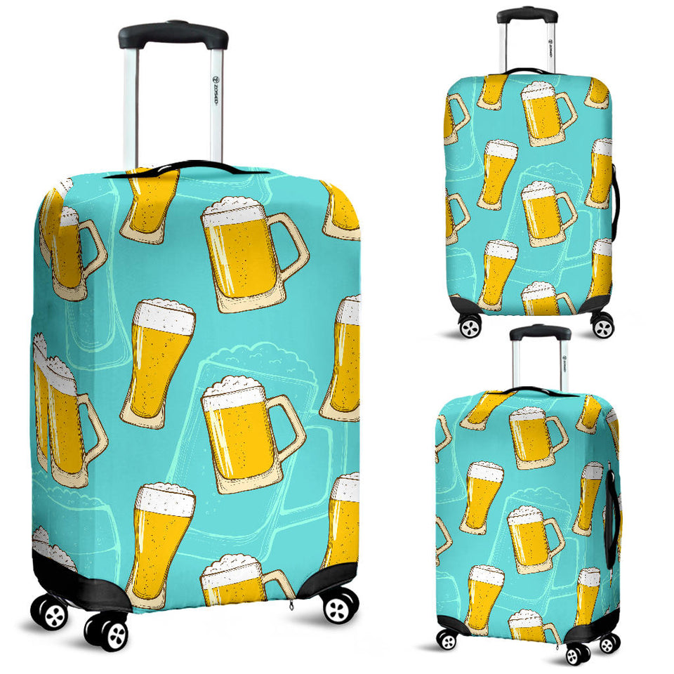 Beer Pattern Green Background Luggage Covers