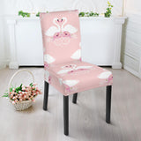 White Swan And Flower Love Pattern Dining Chair Slipcover