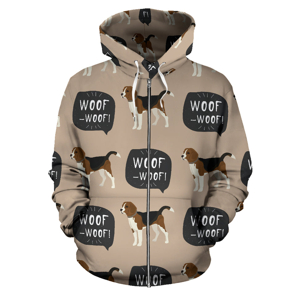 Beagle Pattern Zip Up Hoodie