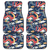 Blue Red Dragon Cloud Pattern Front And Back Car Mats