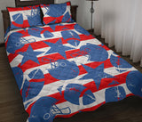 American football ball star stripes pattern Quilt Bed Set