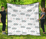 Cute Rhino Heart Pattern Premium Quilt