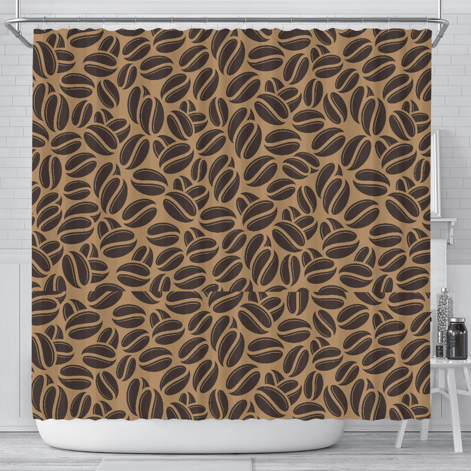 Coffee Bean On Brown Background Shower Curtain Fulfilled In US