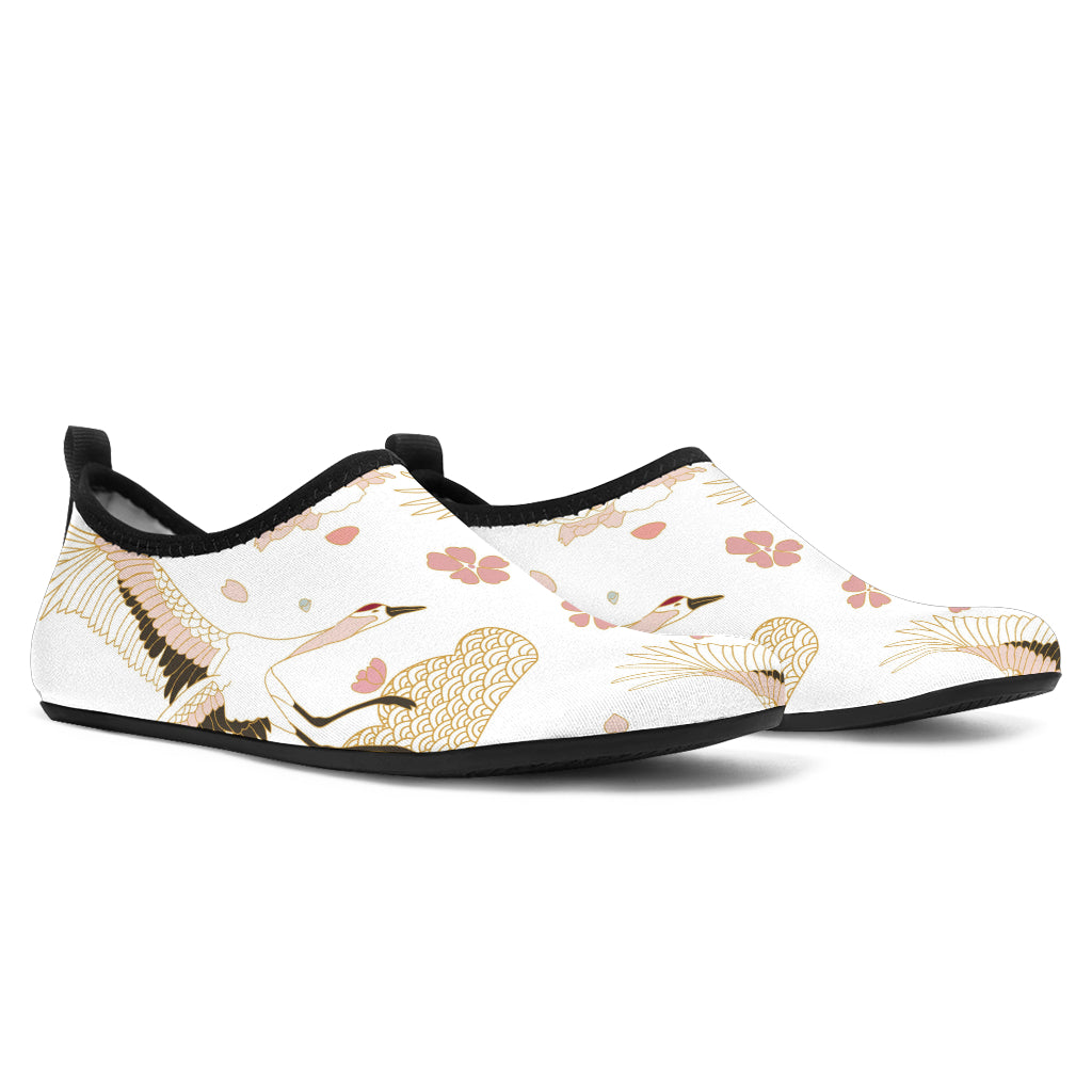 Beautiful Japanese Cranes Pattern Aqua Shoes