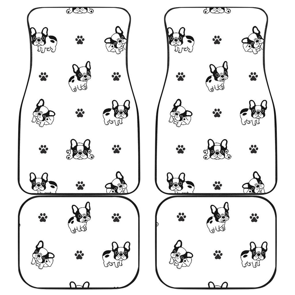 Cute French Bulldog Paw Pattern Front And Back Car Mats