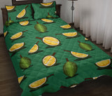 Durian pattern green background Quilt Bed Set