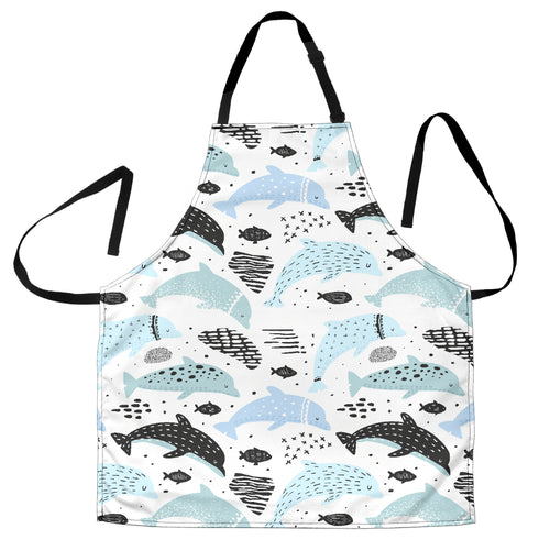 Cute Dolphins Childish Style Pattern Adjustable Apron