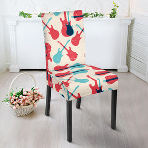 Red Blue Guitar Pattern Dining Chair Slipcover