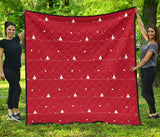 Christmas Tree Star Snow Red Background Premium Quilt