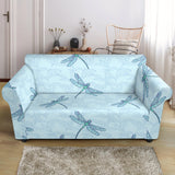 Dragonfly Pattern Blue Background Loveseat Couch Slipcover