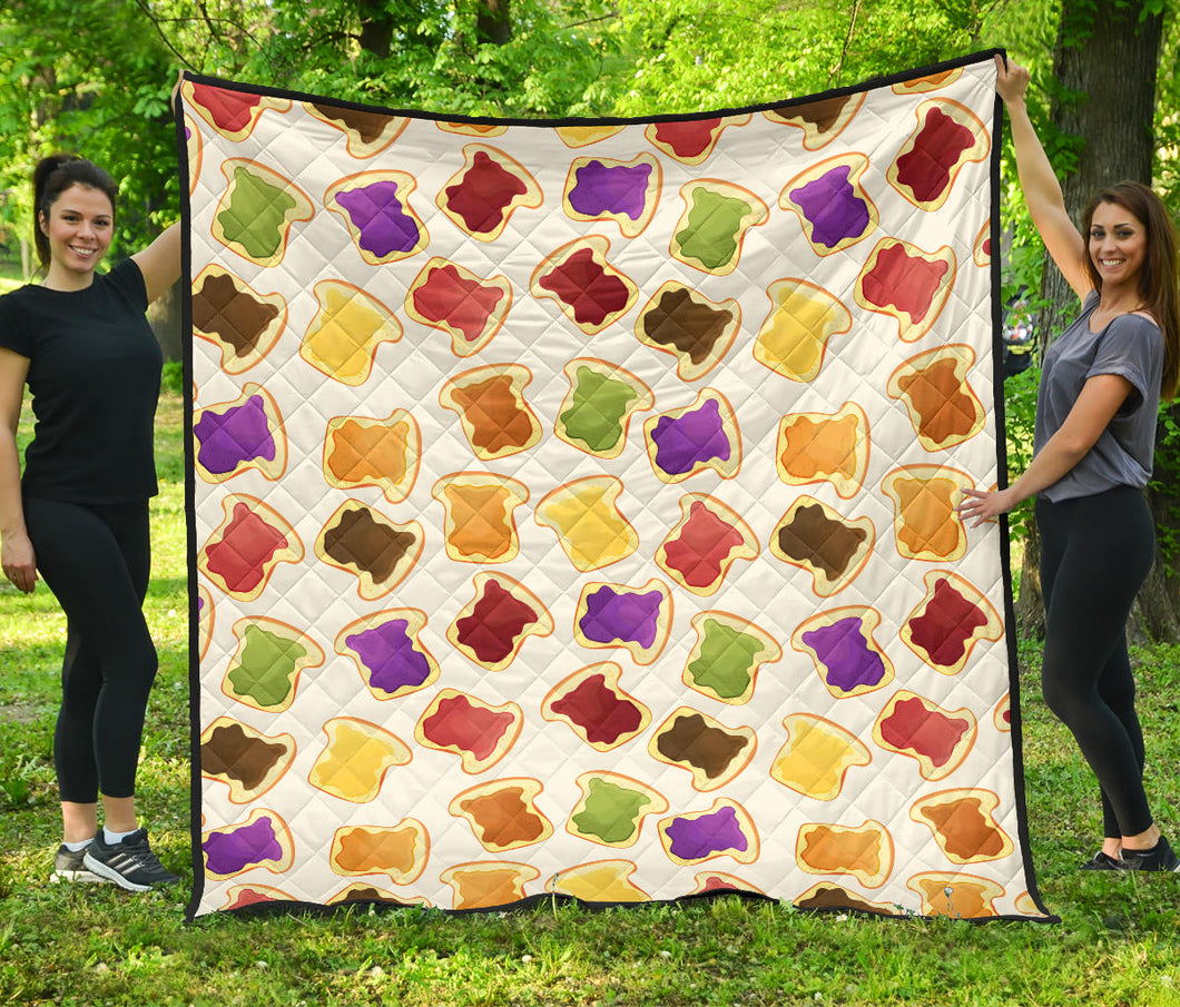 Bread Toast Pattern Print Design 02 Premium Quilt