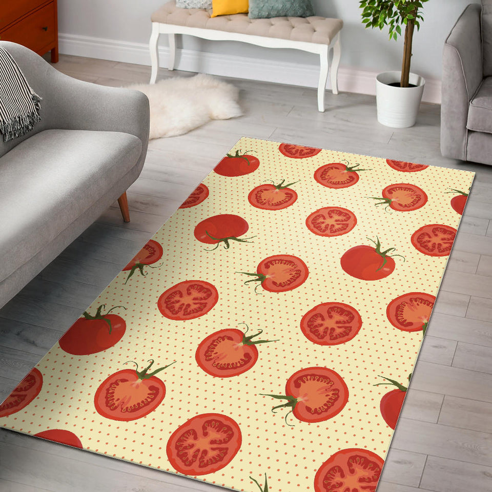 Tomato Dot Background Area Rug