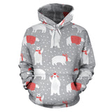 Cute Polar Bear Christmas Snow Pattern Men Women Pullover Hoodie