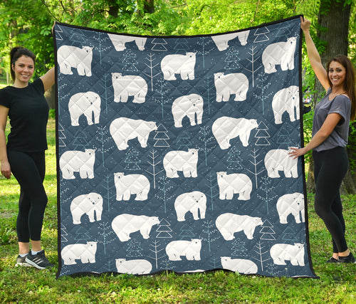 Polar Bear Mother Her Child Pattern Premium Quilt