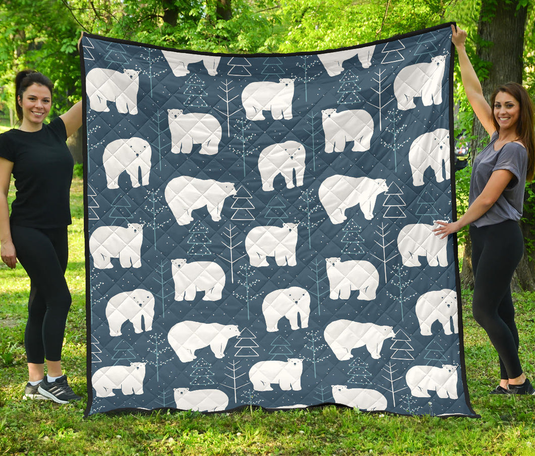 Polar Bear Mother Her Child Pattern Premium Quilt