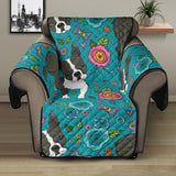 Boston terrier beautiful flower pattern Recliner Cover Protector