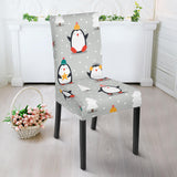 Cute Penguin Christmas Pattern Dining Chair Slipcover