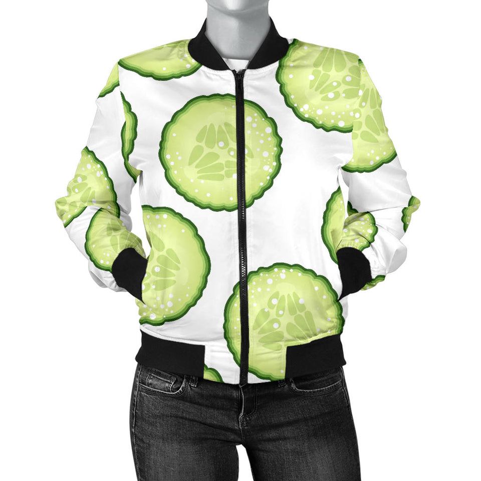 Cucumber Slices Pattern Women'S Bomber Jacket