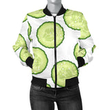 Cucumber Slices Pattern Women'S Bomber Jacket