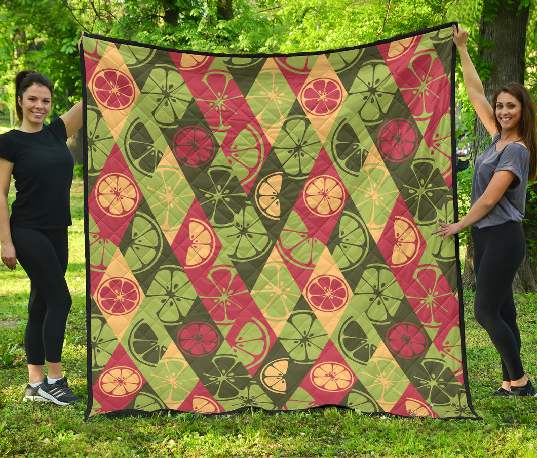 Cool Geometric Lime Pattern Premium Quilt