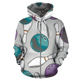 Bowling Ball And Pin Gray Background Zip Up Hoodie