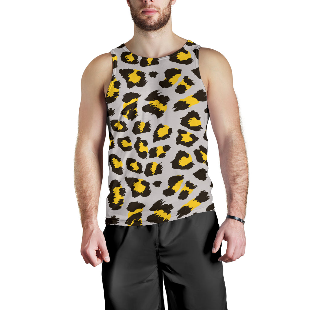 Gray Leopard print pattern Men Tank Top