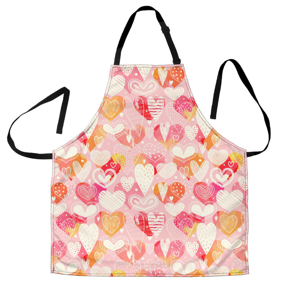 Hand Drawn Heart Design Pattern Adjustable Apron