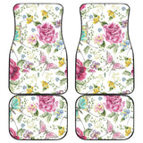 Hand Drawn Butterfly Rose Front And Back Car Mats
