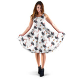 Ostrich Pattern Print Design 02 Sleeveless Midi Dress