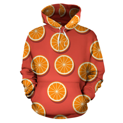 Oranges Pattern Red Background Men Women Pullover Hoodie