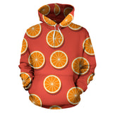 Oranges Pattern Red Background Men Women Pullover Hoodie