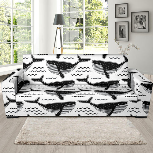 Black Whale Pattern Sofa Slipcover
