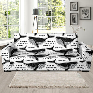 Black Whale Pattern Sofa Slipcover