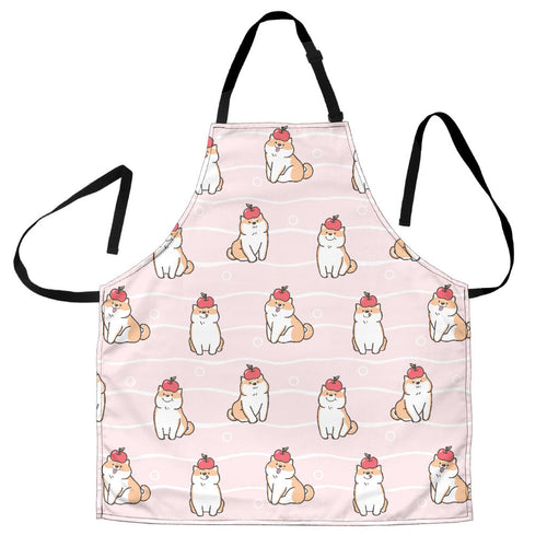Cute Shiba Inu Dog Apple Pattern Adjustable Apron