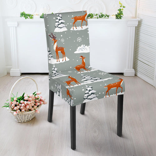 Beautiful Deers Winter Christmas Dining Chair Slipcover