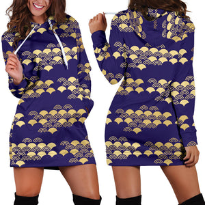 Beautiful Japanese Fan Pattern Women'S Hoodie Dress