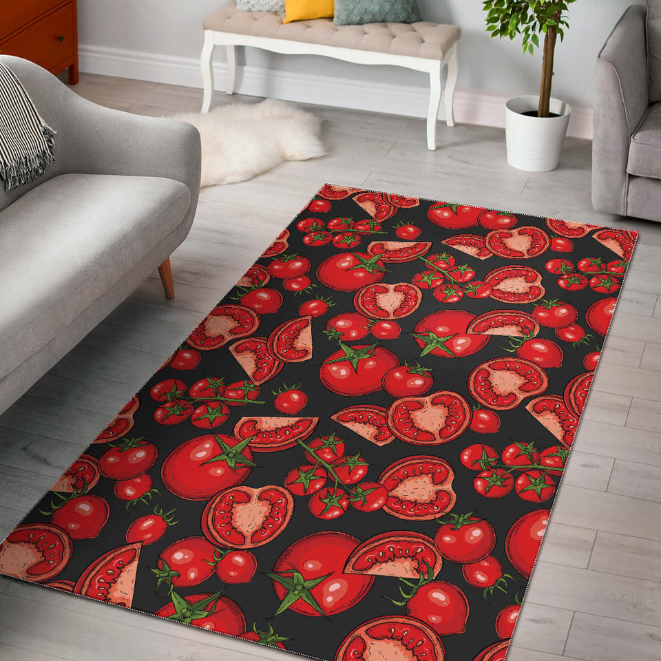 Tomato Black Background Area Rug